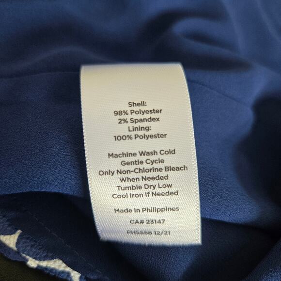 Talbots Flowy Maxi Skirt Navy White Geometric Button Front Women Plus 18 - Picture 8 of 8